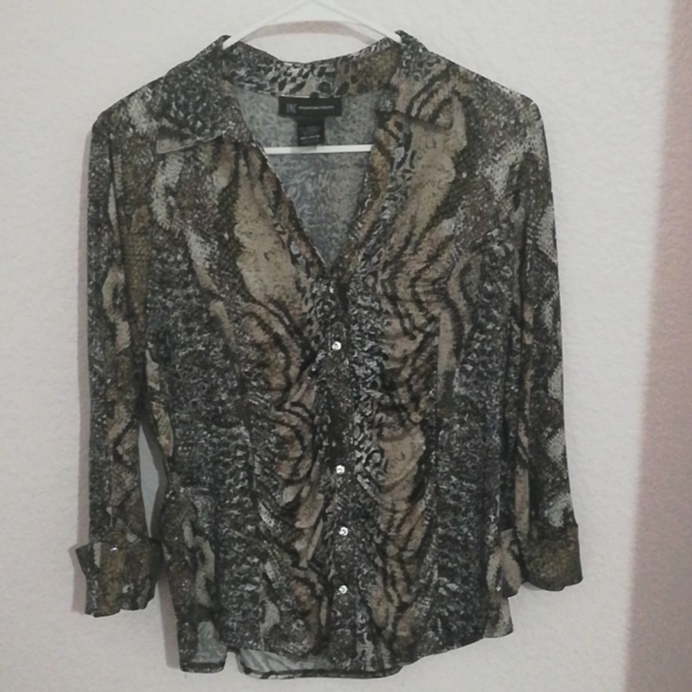 Animal print, button-down blouse